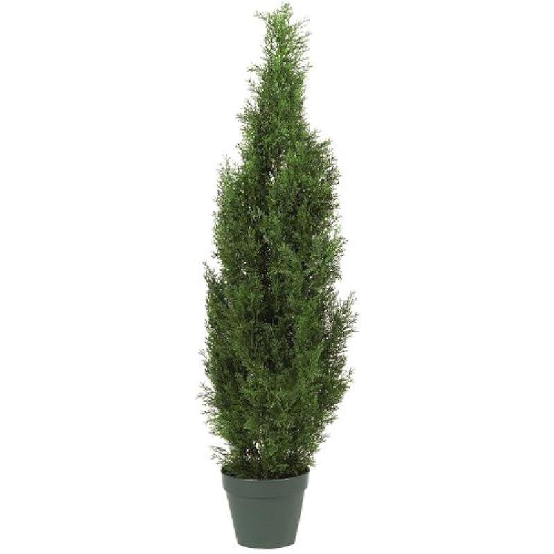 Two 4 Foot Outdoor Artificial Cedar Topiary Tree Indoor or Outdoor Potted Plant