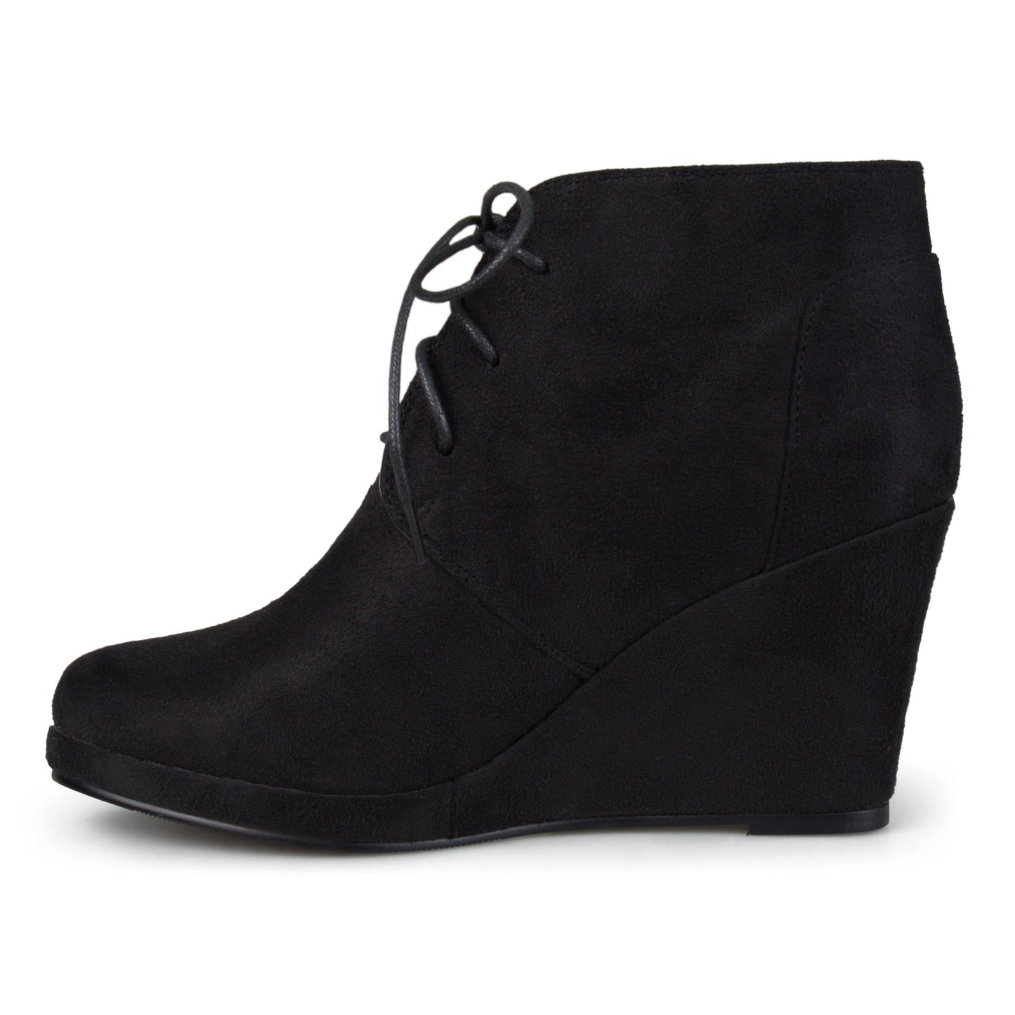 Brinley Co. Womens Wedge Faux Suede Booties Black, 7 Regular US