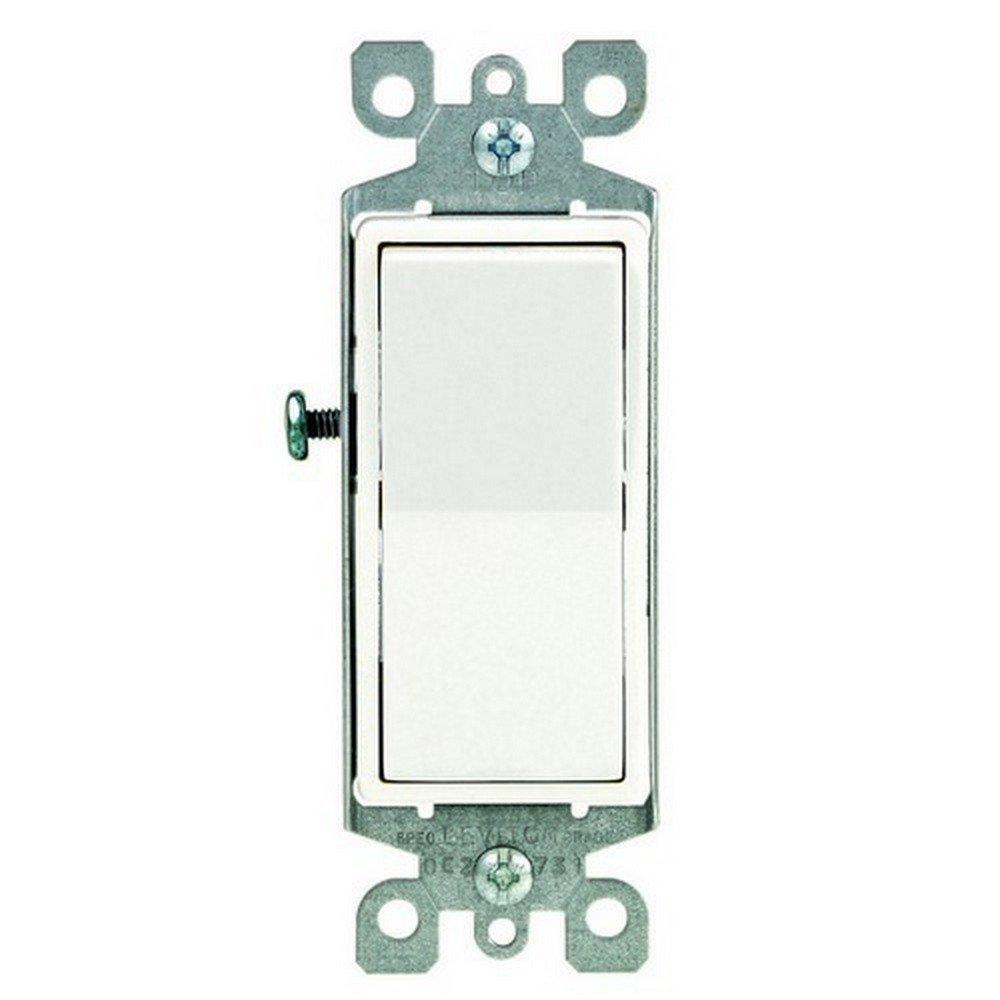 Leviton 5601-2WM 15 Amp, 120/277 Volt, Decora Rocker Single-Pole AC Quiet Switch, Residential Grade, Grounding, 10-Pack, White (Packaging May Vary)