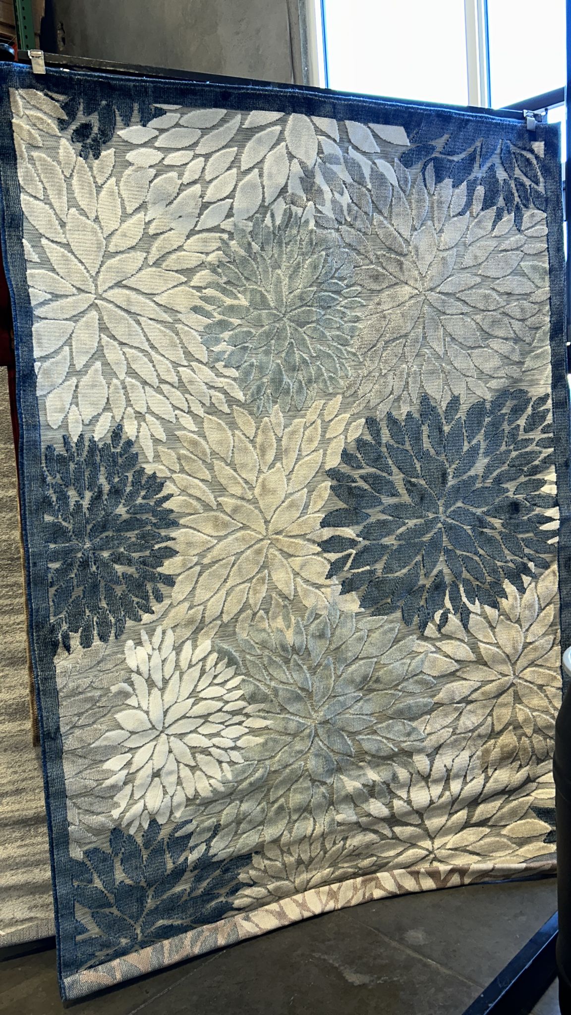 CAMILSON Indoor/Outdoor Rug, Blue 6’x9’ Floral Exotic Tropical Area Rugs for Indoor and Outdoor patios, Easy-Cleaning Non-Shedding Living Room, Garden and Kitchen Washable Outside Carpet (6x9)