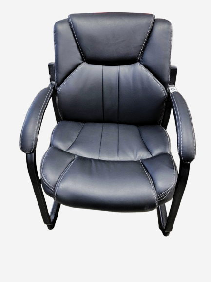 NBF Omega Oversized Black Faux Leather Guest Chair - Ergonomic Office Chairs with Padded Seat - Heavy Duty Metal Frame Reception Chairs - Conference Room Chairs (28.25" D x 26" W x 36.25" H)