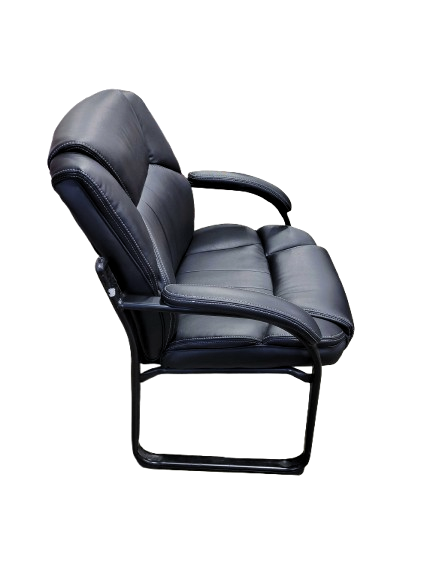 NBF Omega Oversized Black Faux Leather Guest Chair - Ergonomic Office Chairs with Padded Seat - Heavy Duty Metal Frame Reception Chairs - Conference Room Chairs (28.25" D x 26" W x 36.25" H)