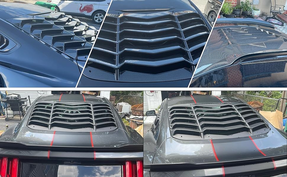 Rear Window Louvers Lambo Style Black Compatible with Ford Mustang 2015-23