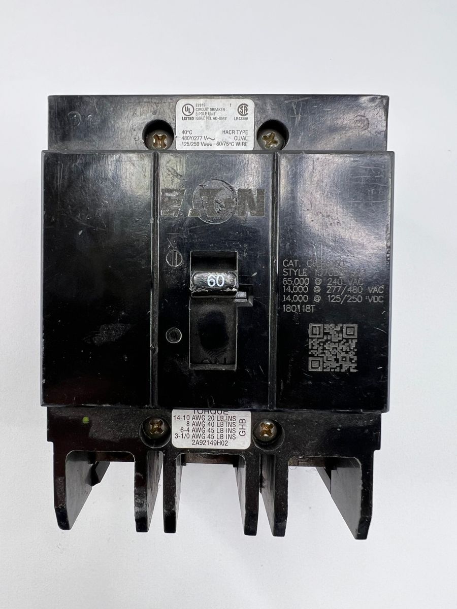 Ghb3060 Ghb3060 Miniature Circuit Breaker 277/480 Vac, 60a, 3 Poles, Thermal Magnetic (black)