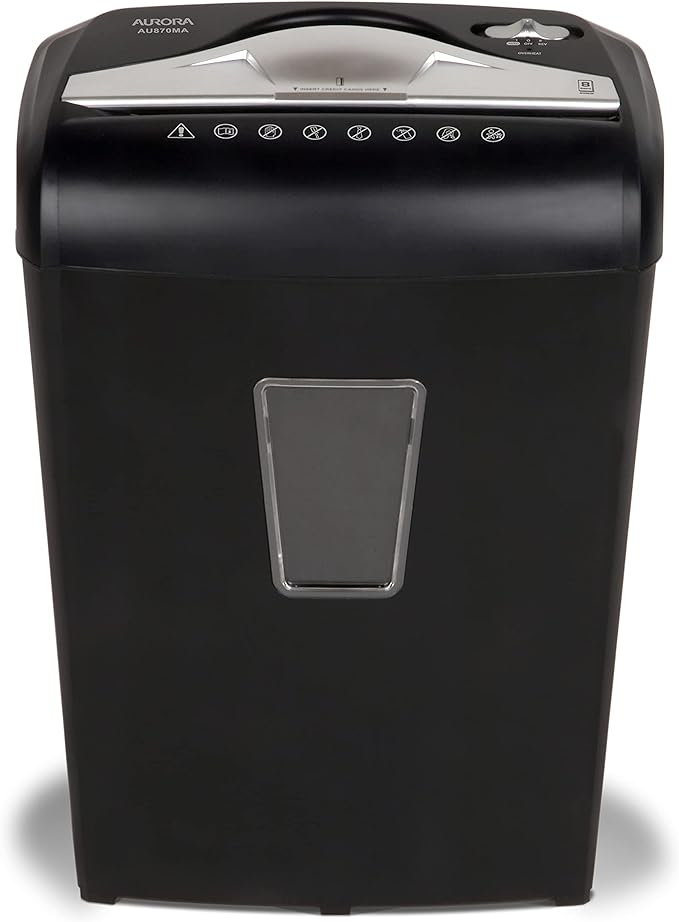Aurora AU870MA High-Security 8-Sheet Micro-Cut Paper Credit Card Shredder Black