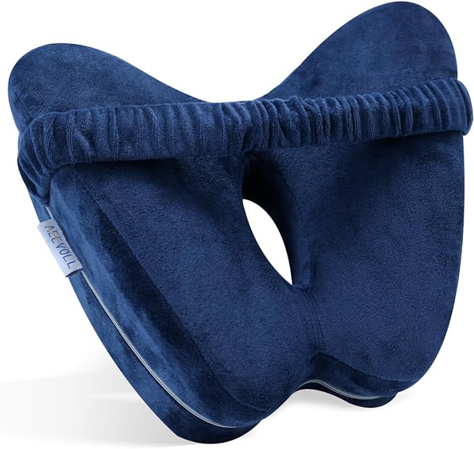 Butterfly Shaped Leg Support Pillow for Side Sleepers - Memory Foam Leg Positioner Pillows with Strap for Sleeping - Under Knee Pillow for Back Hip Pregnancy, Sciatica Pain Relief