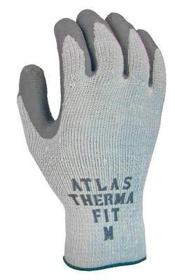 451M-08 - Medium - SHOWA Atlas 451 Therma-Fit 10-Gauge Insulated Seamless Liner Work Gloves with Natural Rubber Latex Coating - Grey, 12-PAIR