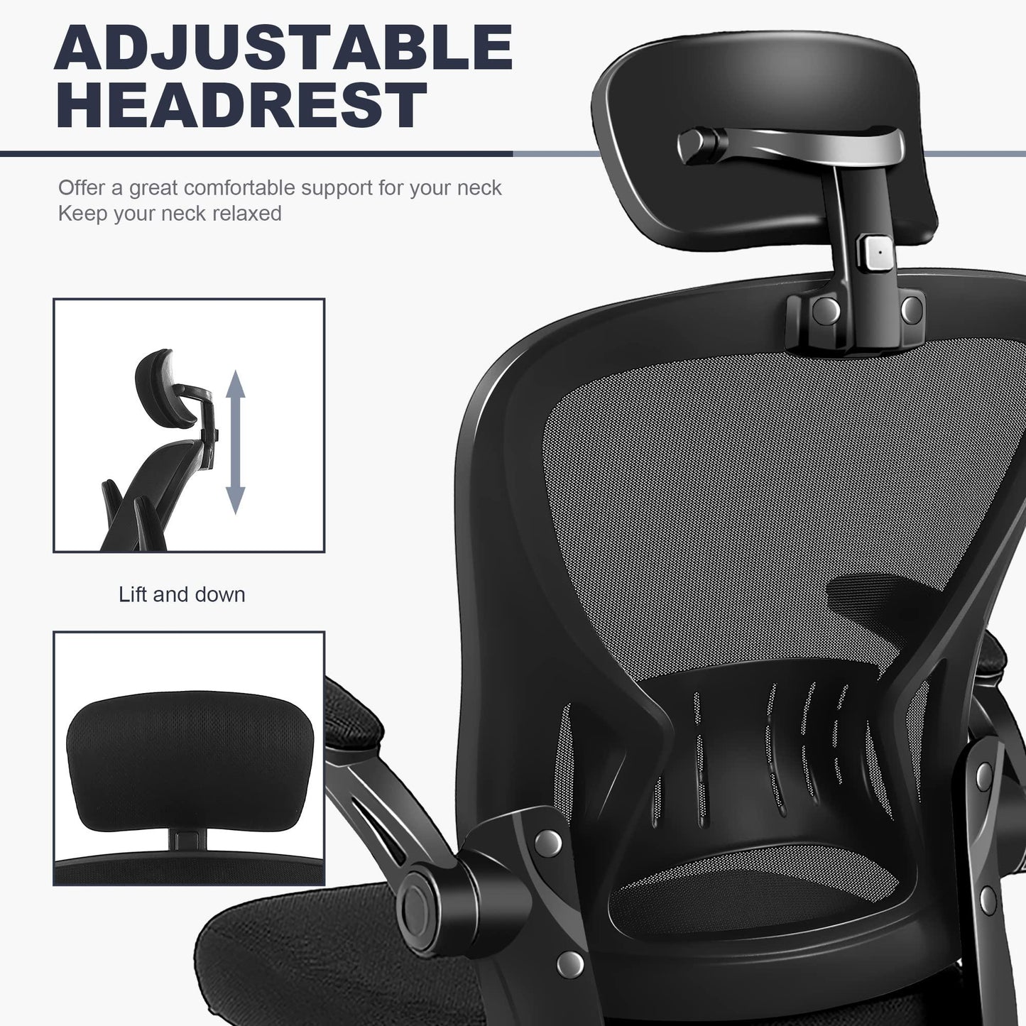Office Chair Ergonomic Desk Chair Comfort Adjustable Height with Wheels,Lumbar Support Mesh Swivel Computer Home Office Study Task Chair Black