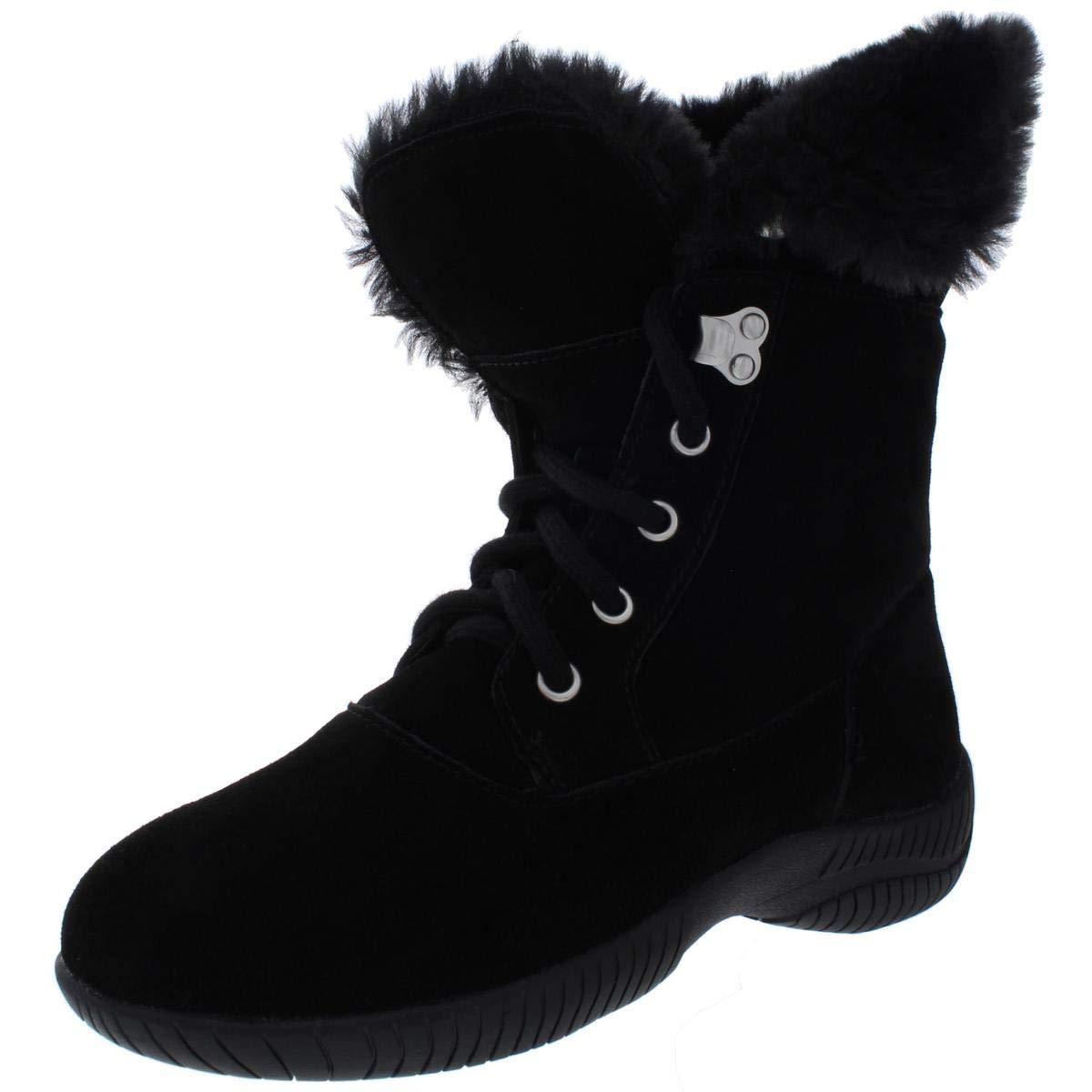 Style & Co. Womens Angiee Faux Fur Lace Up Booties Black 7 Medium (B,M)