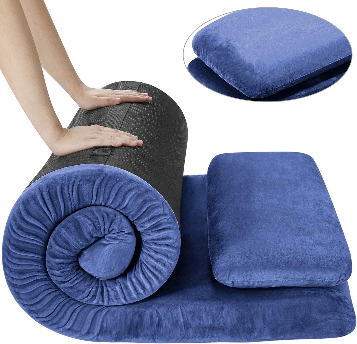 FBSPORT Memory Foam Camping Mattress Pad,Roll Up Mattress Portable Floor Sleeping Mat