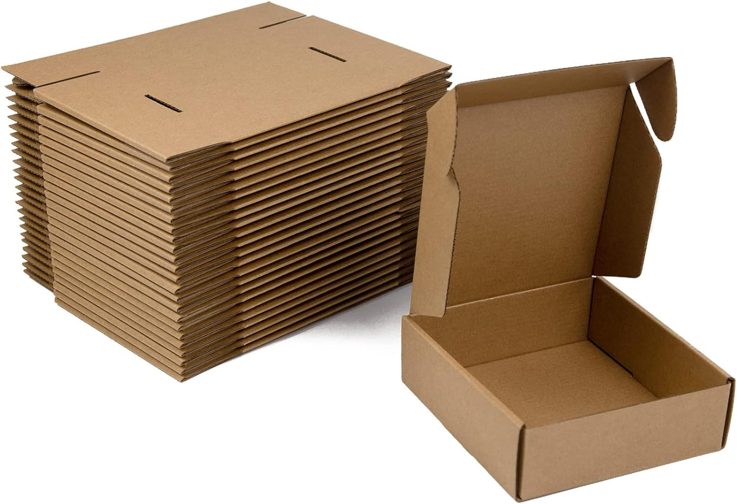 Sodissa 6x6x2 Inches Shipping Boxes Pack of 25, Brown Corrugated Cardboard Boxes for Small Bussiness, Packing and Mailing