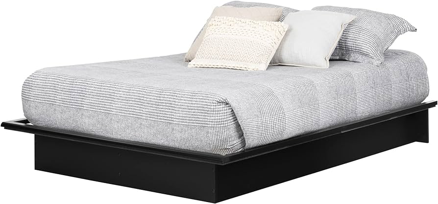 South Shore Step One 54" Full Platform Bed with Storage, Pure Black