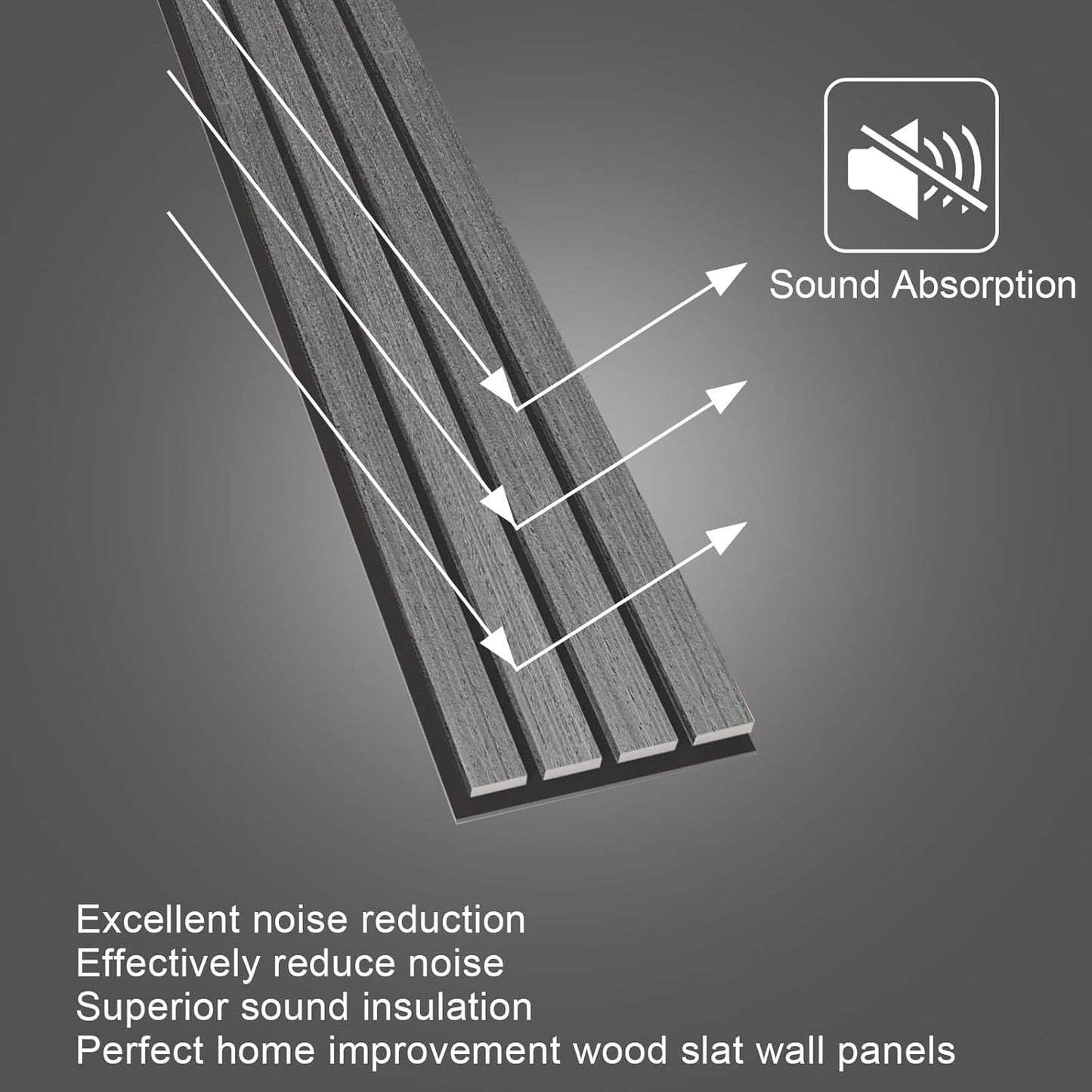 NeatiEase 4-Piece Wood Wall Panels for Wall Decor and Noise Reduction, Acoustic Slat Wall Paneling, 3D Decorative Slat Panels for Interior Wall and Ceilings, Dark Gray Oak