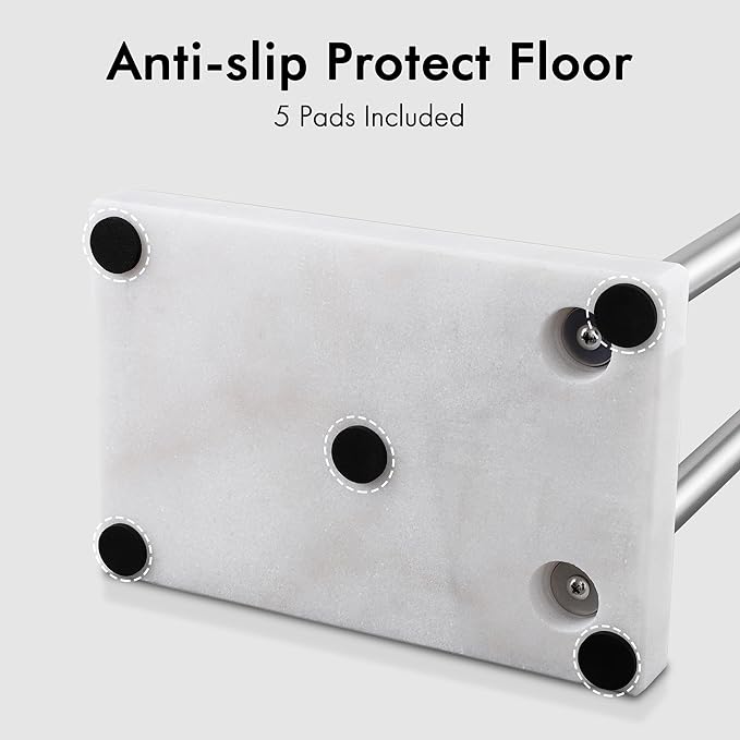 Standing Towel Rack with Heavy Marble Base, Free Standing Towel Racks for Bathroom Floor, Double L-Shape Bath Towel Rack Drying Rack 18/8 Stainless Steel Brushed Finish, BTH230-2