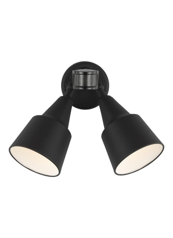 Generation Lighting 8560702PM-12 2 Light Flood Light with Photo and Motion Sensor, Black Finish with Black MetalShade