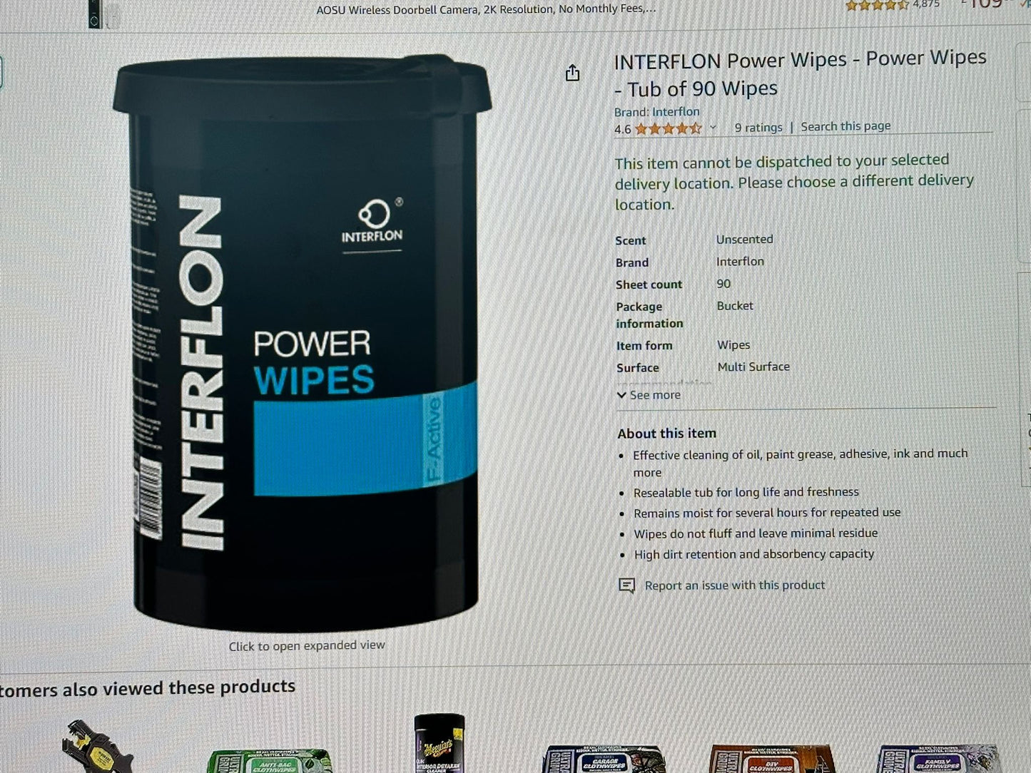 INTERFLON Power Wipes - Tub of 90 Wipes