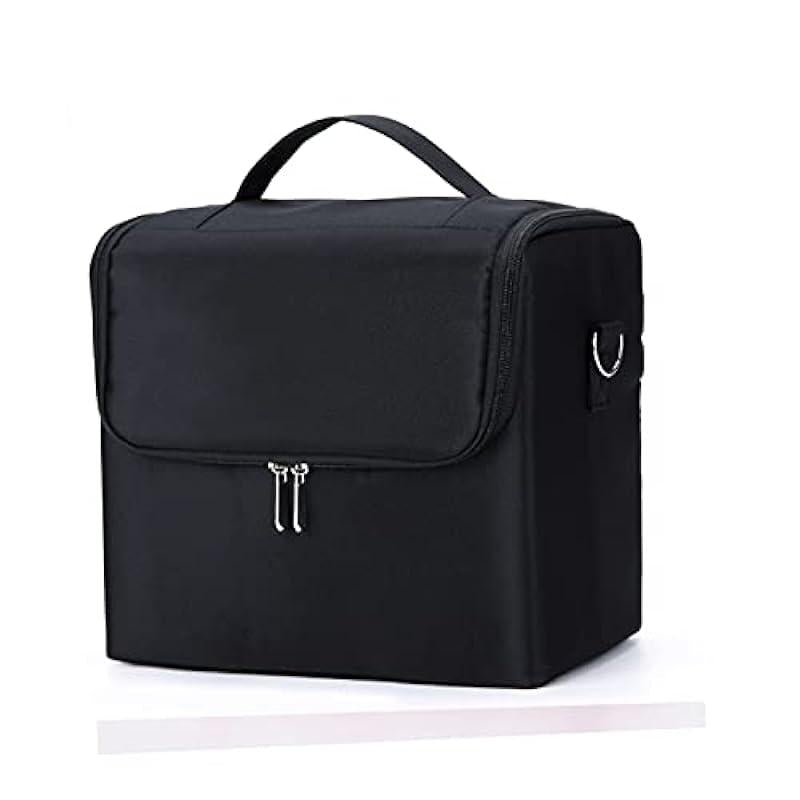 Make up bag hand-held large capacity multi-layer manicure hairdressing embroidery tool kit cosmetics storage case toiletry bag Storage Bag (Color : Black)