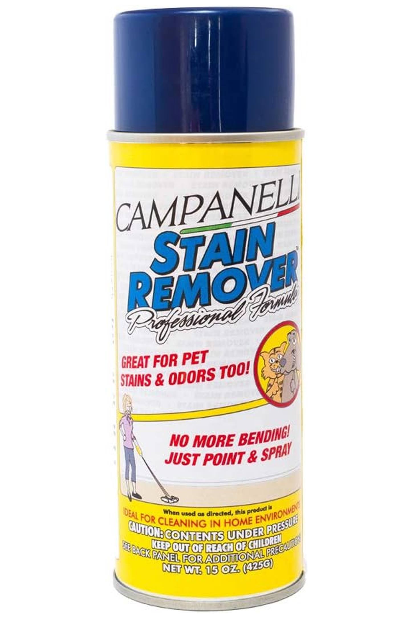 CAMPANELLI Professional Formula Stain Remover - Pet Stain and Odor Eliminator for Dogs and Cats - Removes Stains from Carpet, Fabrics, Upholstery & More, 15oz Aerosol
