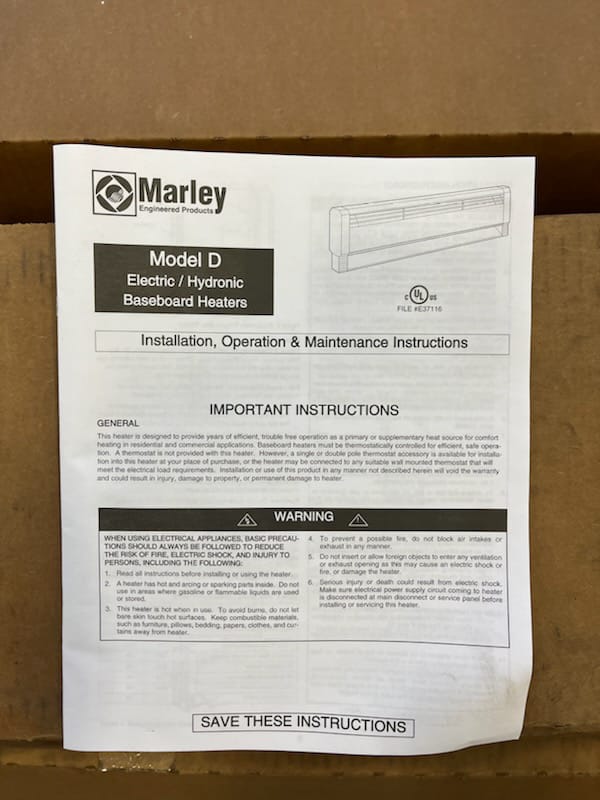Marley Qmark HBB2004 Liquid Filled Baseboard Heater, 2000 Watt, Beige