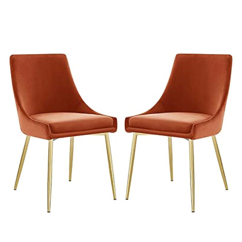 Modway Viscount Performance Velvet Dining Chairs-Set of 2, Orange