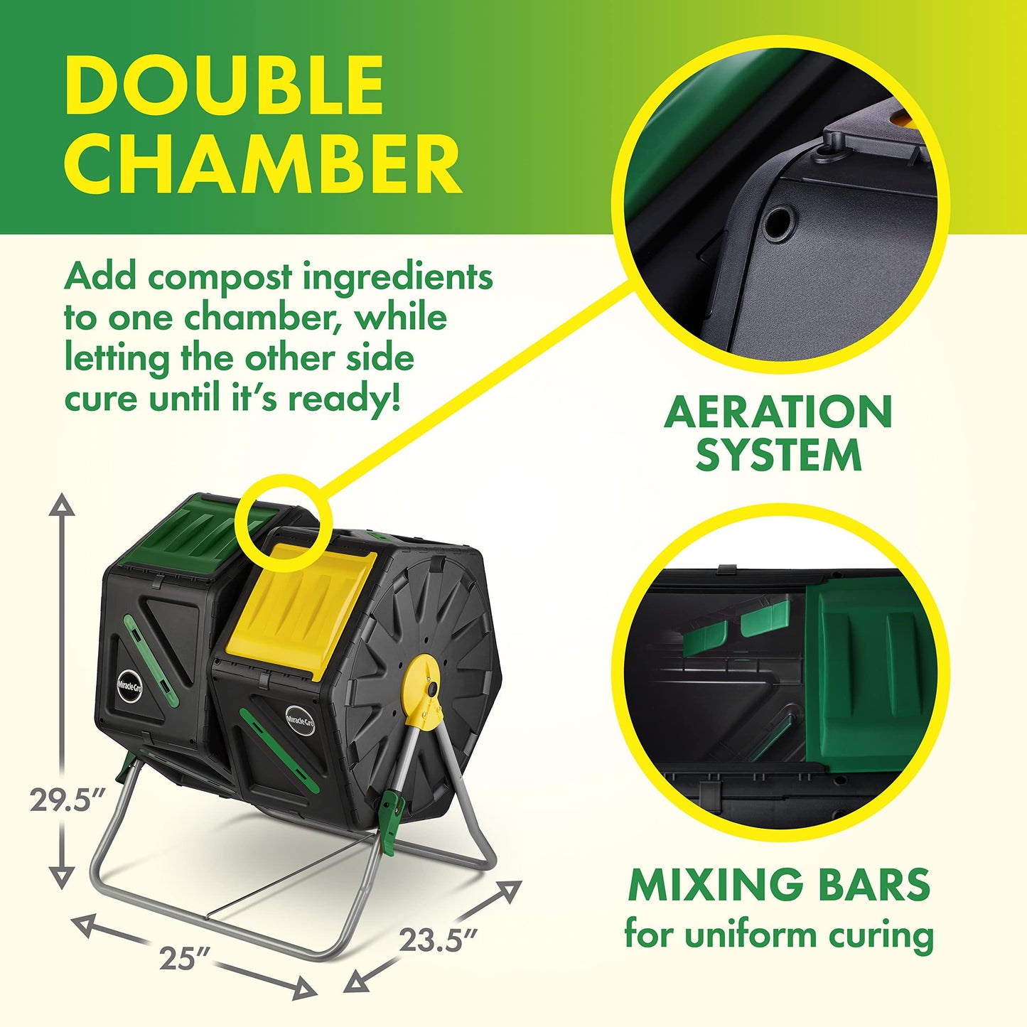 Miracle-Gro Dual Chamber Compost Tumbler – Easy-Turn