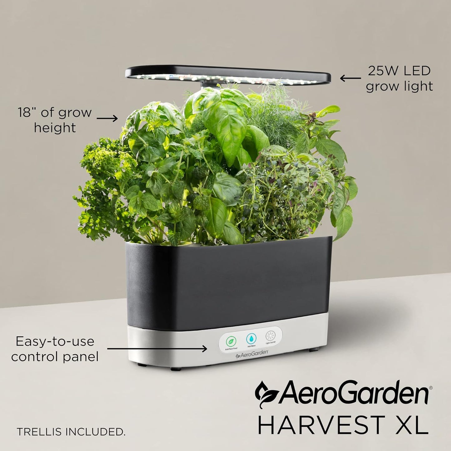 AeroGarden Harvest XL with Gourmet Herbs Seed Pod Kit - Hydroponic Indoor Garden with LED Grow Light, White