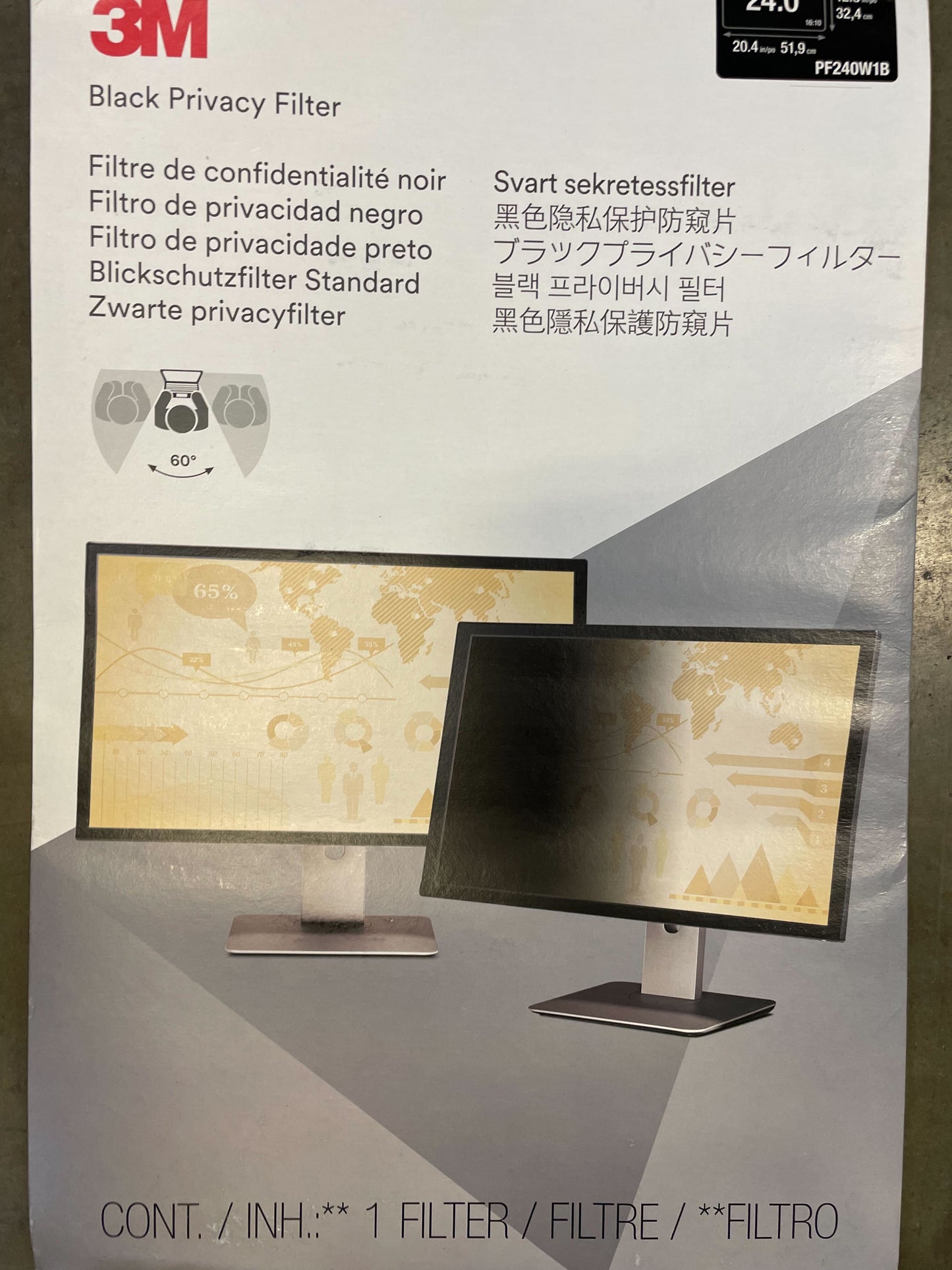 3M Privacy Filter 24" Widescreen Monitor PF24.0W1B