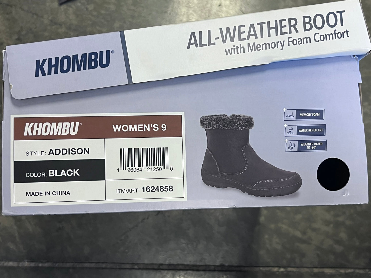 Khombu Women's Ankle Boots Addison Winter All Weather Memory Foam Black Size 9