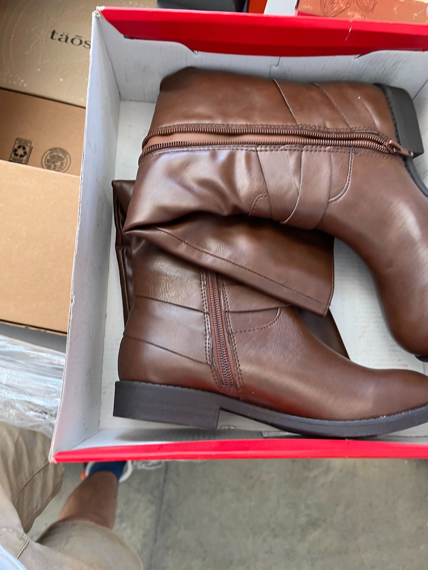 Style & Co. Womens Madixe Faux Leather Riding Boots Brown 5 Medium (B,M) EC