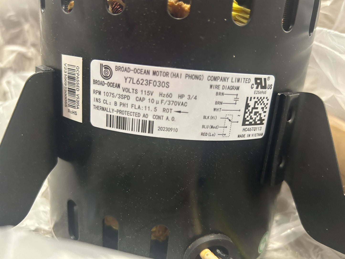 Broad Ocean HC46TQ113 - OEM Upgraded 3/4 HP Furnace Blower Motor Replaces Payne HC46TQ113 S2