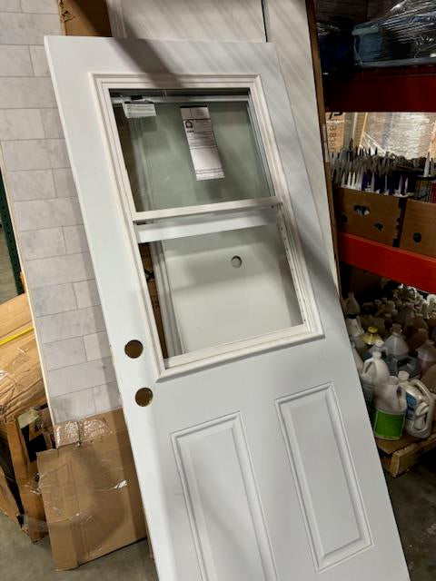 JELD WEN 1/2-Lite Clear Vented Primed Fiberglass Smooth