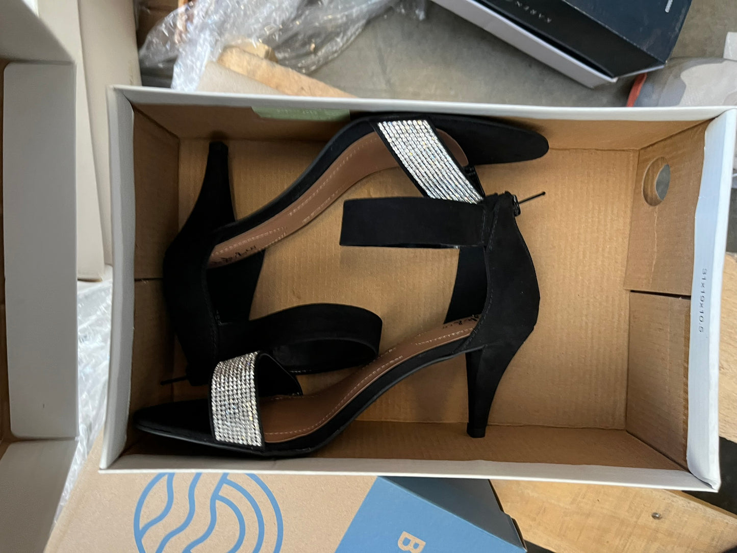 Style & Co. Womens Phillyis Open Toe Casual Ankle Strap, Black/Silver, Size 7.5