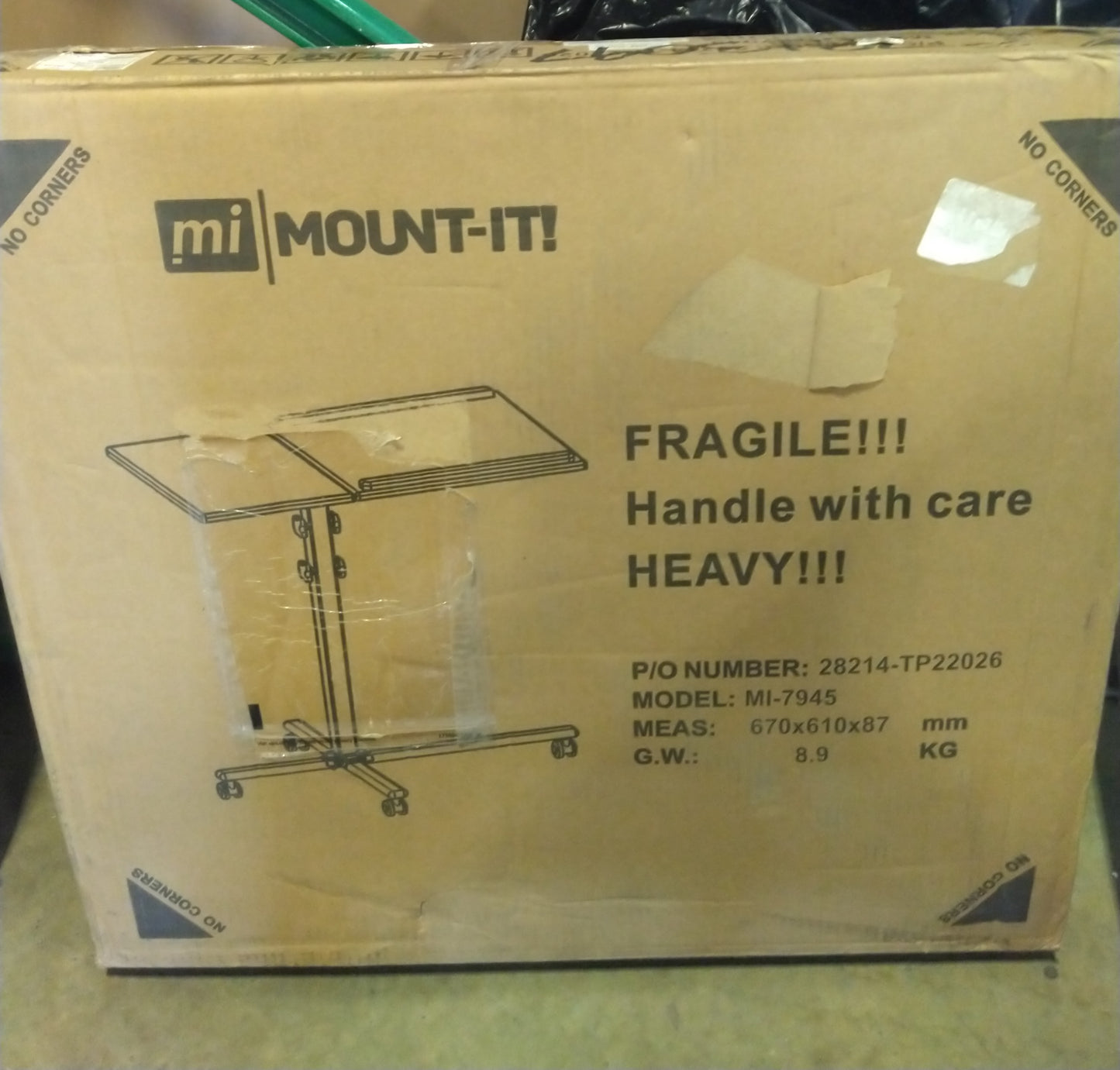 Open Box Mount-It! Rolling Laptop Tray and Projector Cart, Height Adjustable Presentation Cart with Wheels | Overbed Table with Tilting Tabletop (MI-7945)