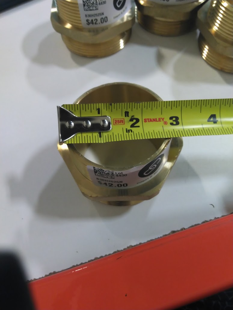 Brass 2 1/2" NH to 2 1/2" NPT Double Male (Hex)