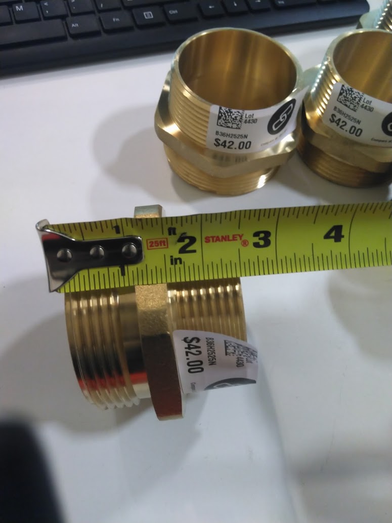 Brass 2 1/2" NH to 2 1/2" NPT Double Male (Hex)