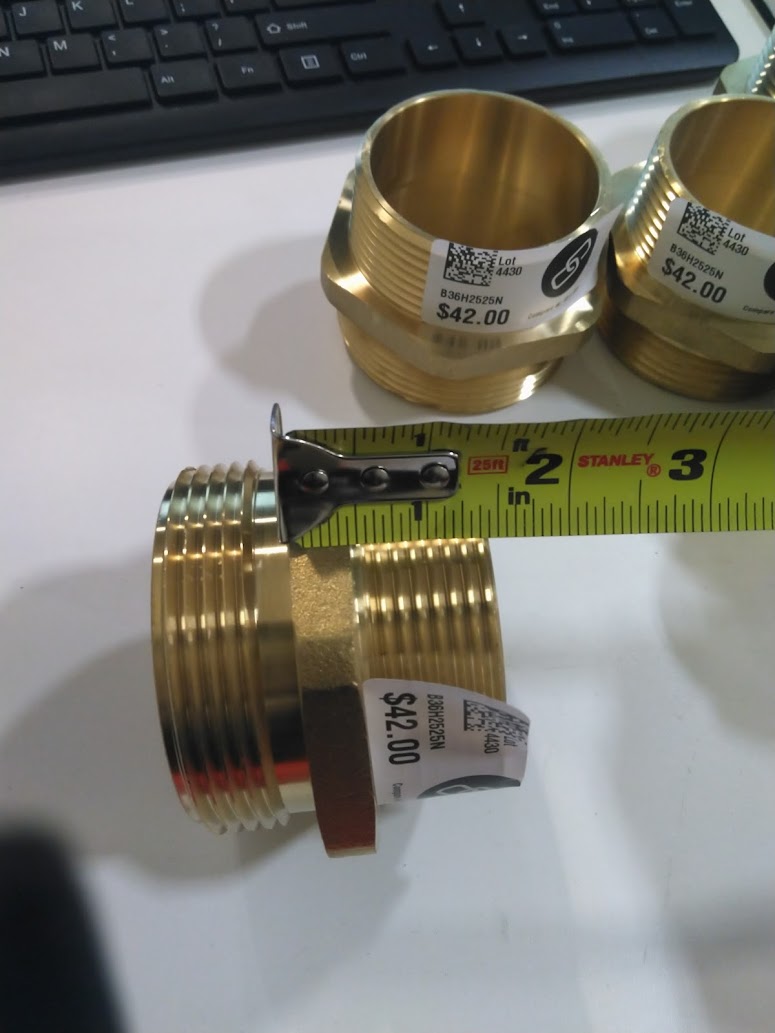 Brass 2 1/2" NH to 2 1/2" NPT Double Male (Hex)