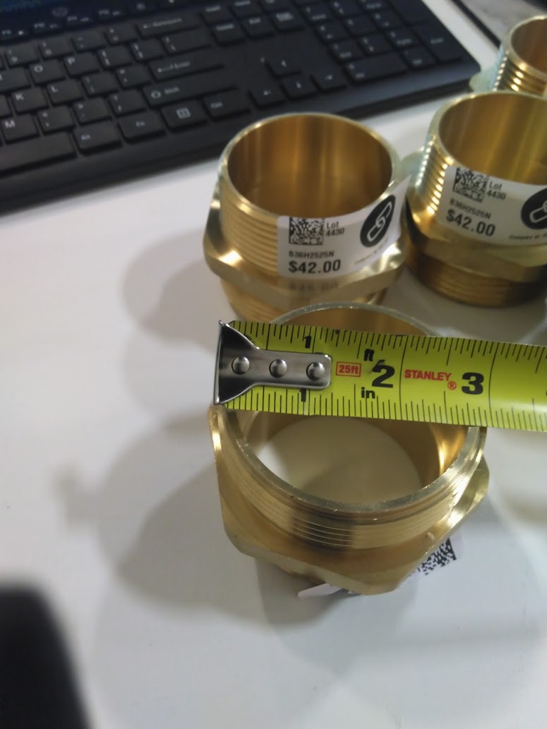 Brass 2 1/2" NH to 2 1/2" NPT Double Male (Hex)