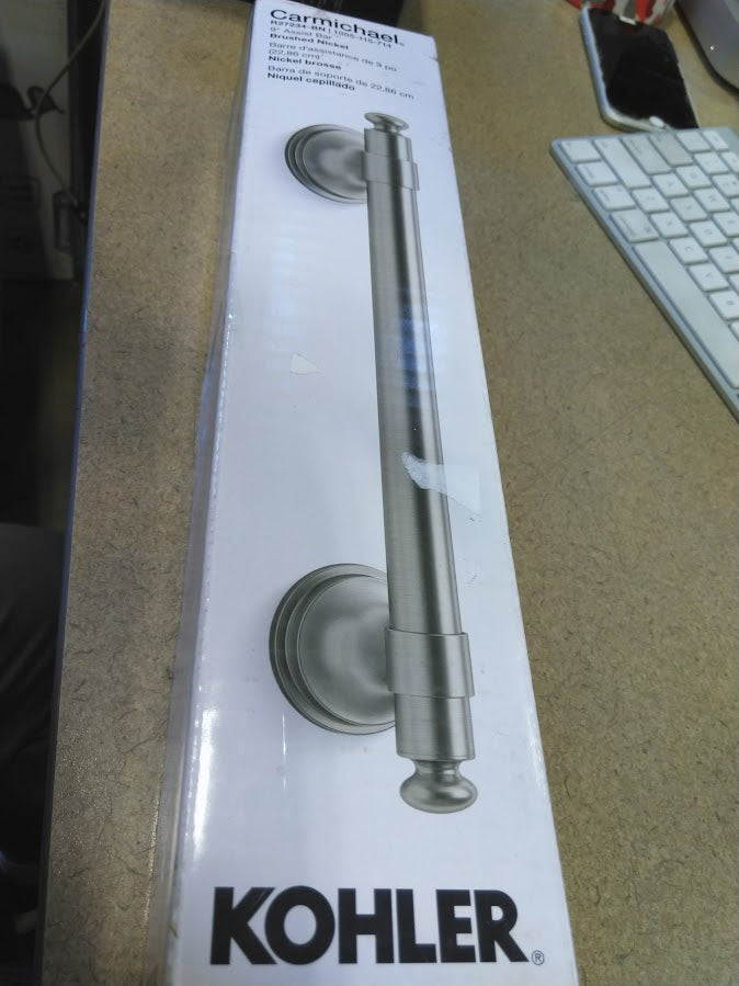 KOHLER Carmichael 9 in. Grab Bar in Vibrant Brushed Nickel