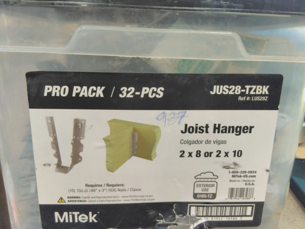 MiTek Joist Hanger 2"X8" or 2"X10" Pro Pack 32pc 18-Gauge Steel JUS28-TZBK