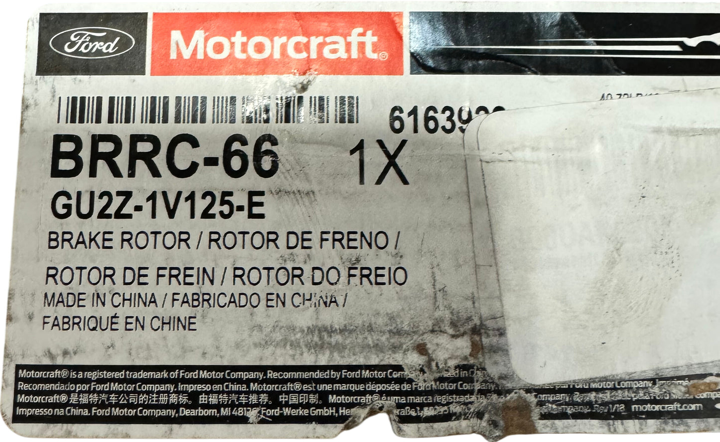 MotorCraft Ford Select Vehicle BRRC66 Disc Brake Rotor - Front listing#286208560273