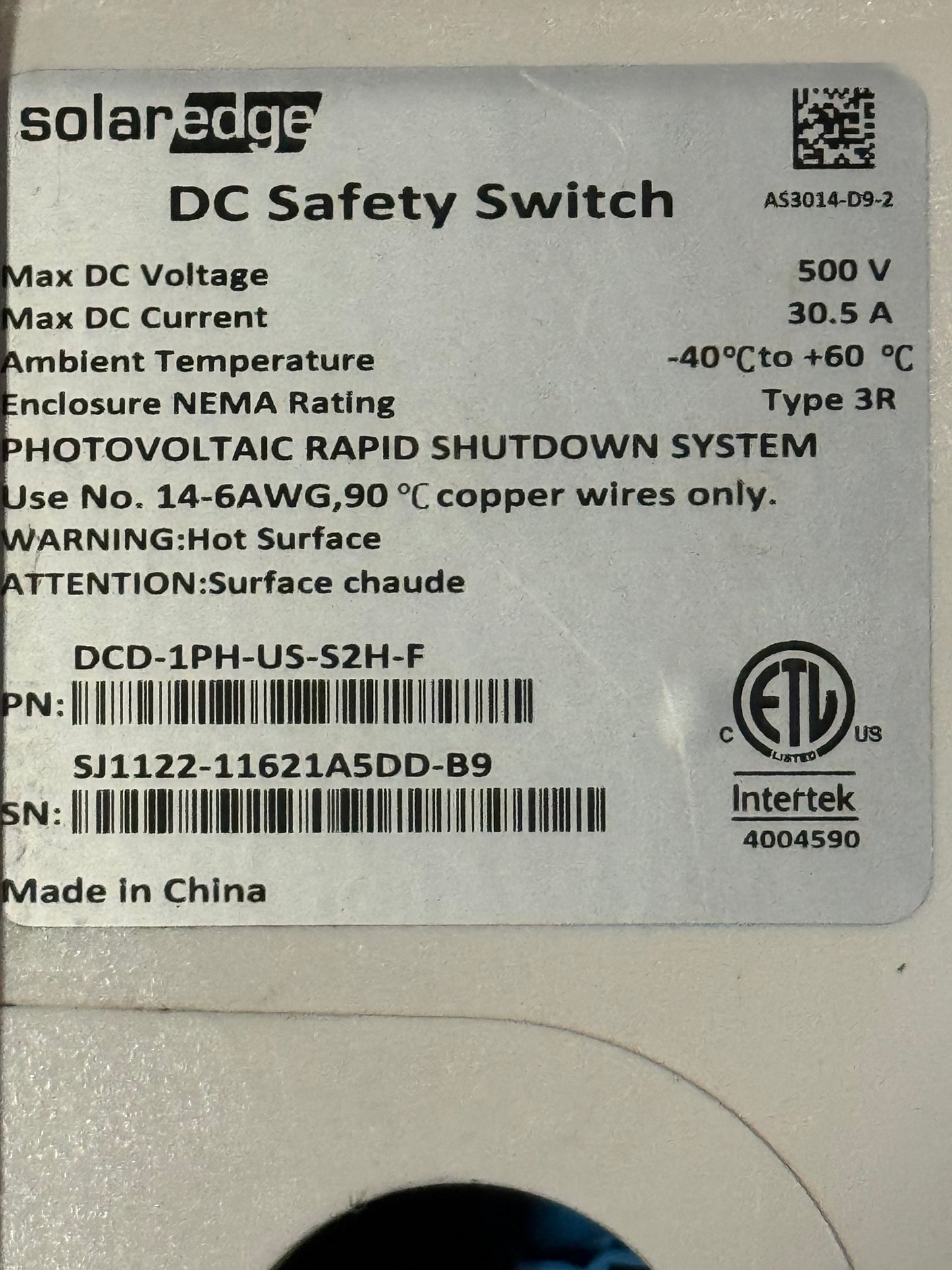 SolarEdge HD-Wave SetApp SE11400H-US000BNU4 11.4kW 240 Volt AC Single Phase Grid-Tie Inverter USED