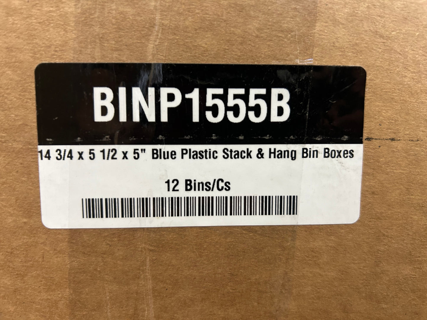 Box Partners Plastic Stack & Hang Bin Boxes 14 3/4-Inch x 5 1/2-Inch x 5-Inch Blue 12/Case BINP1555B