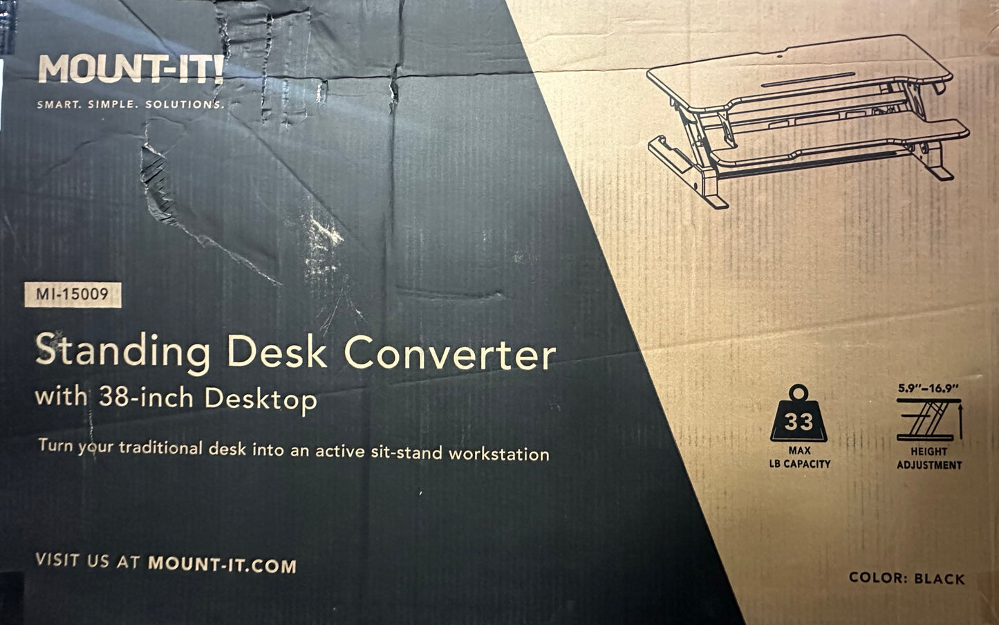 Mount-It! Height Adjustable Standing Desk Converter