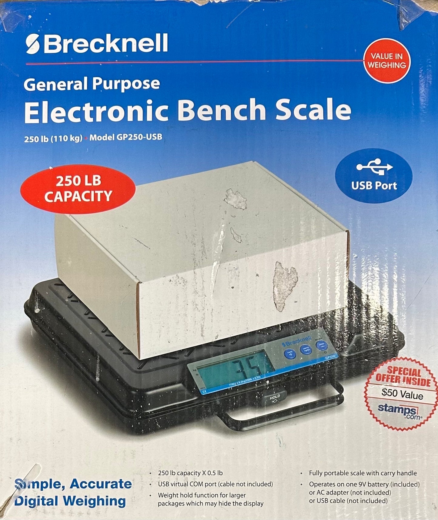 Brecknell GP250 Electronic Scale, 250lb Capacity