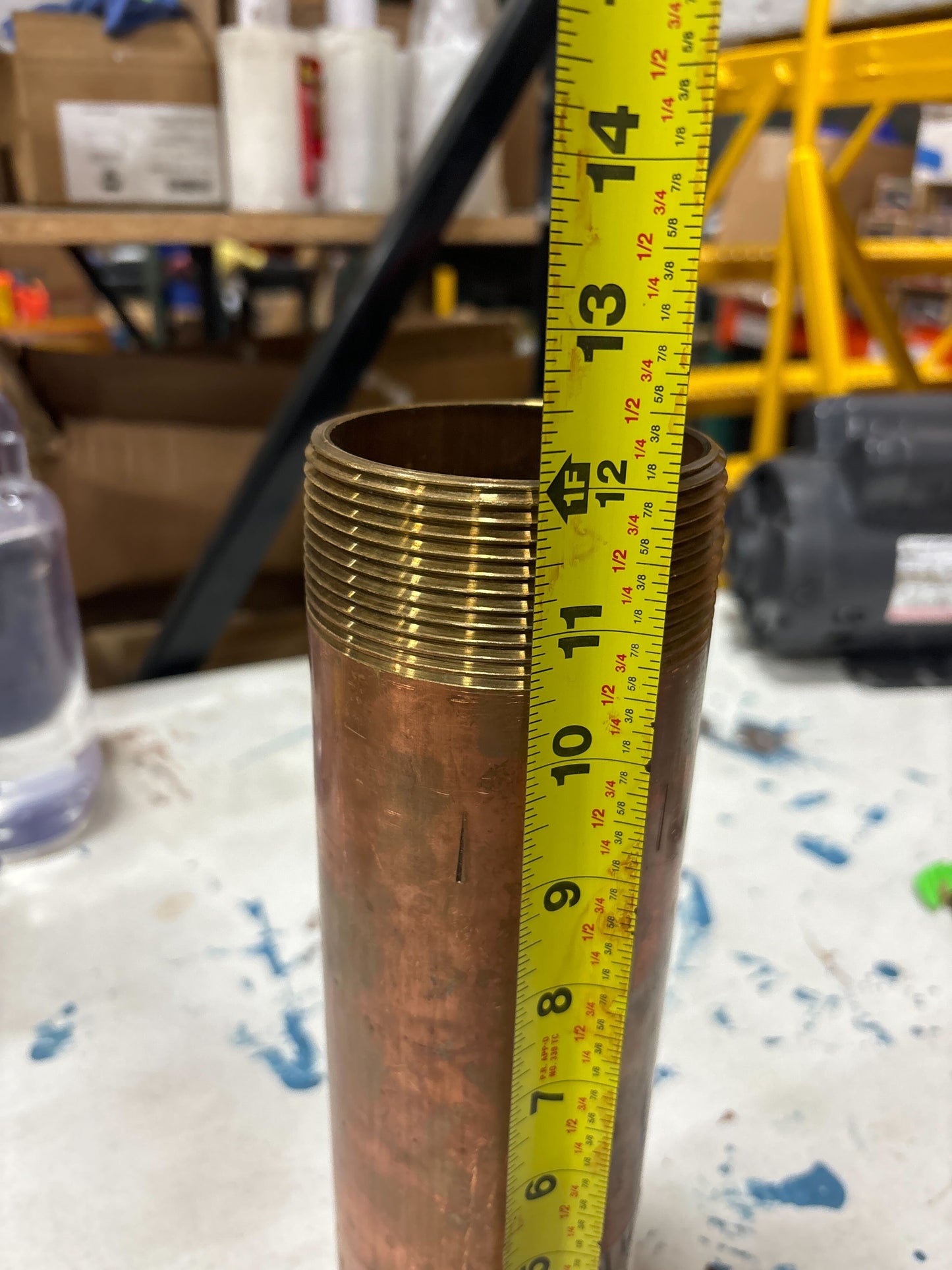 Copper NPT 3" Diameter x 12" length Pipe Nipple, Threaded Both Ends Nibco