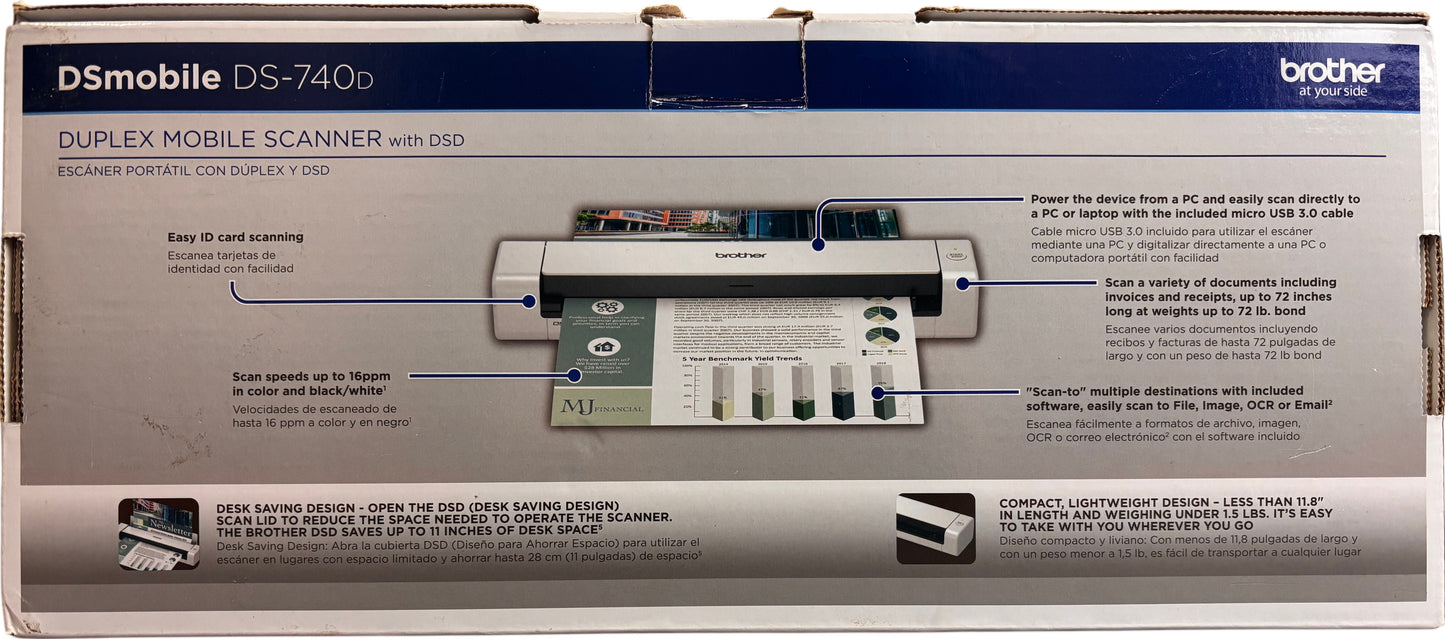 Brother DS-740D Duplex Compact Mobile Document Scanner
