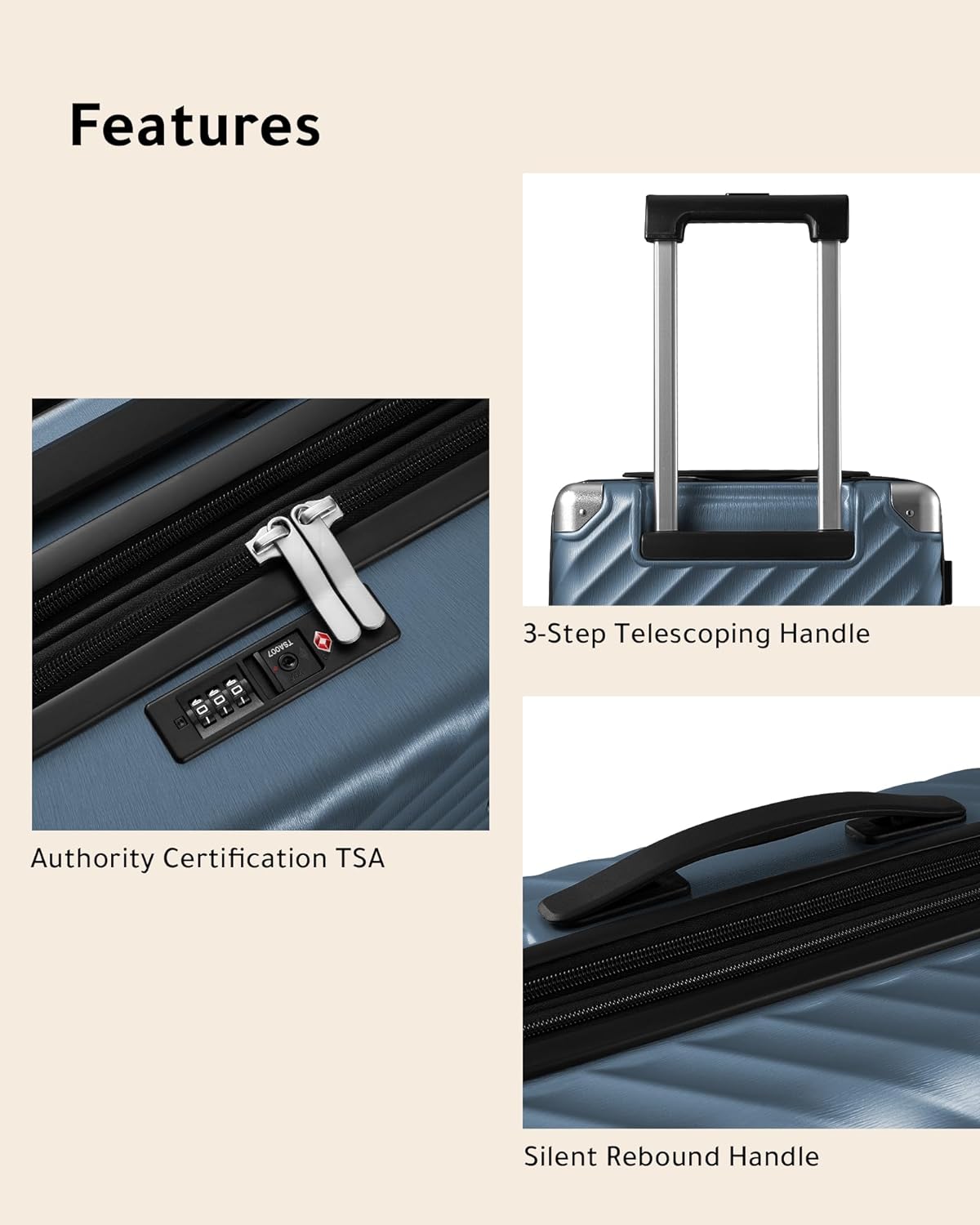 LUGGEX 28 Inch Luggage with Spinner Wheels - 100% Polycarbonate Hardside Expandable Large Suitcase Checked (Brushed Blue, 28 Inch)