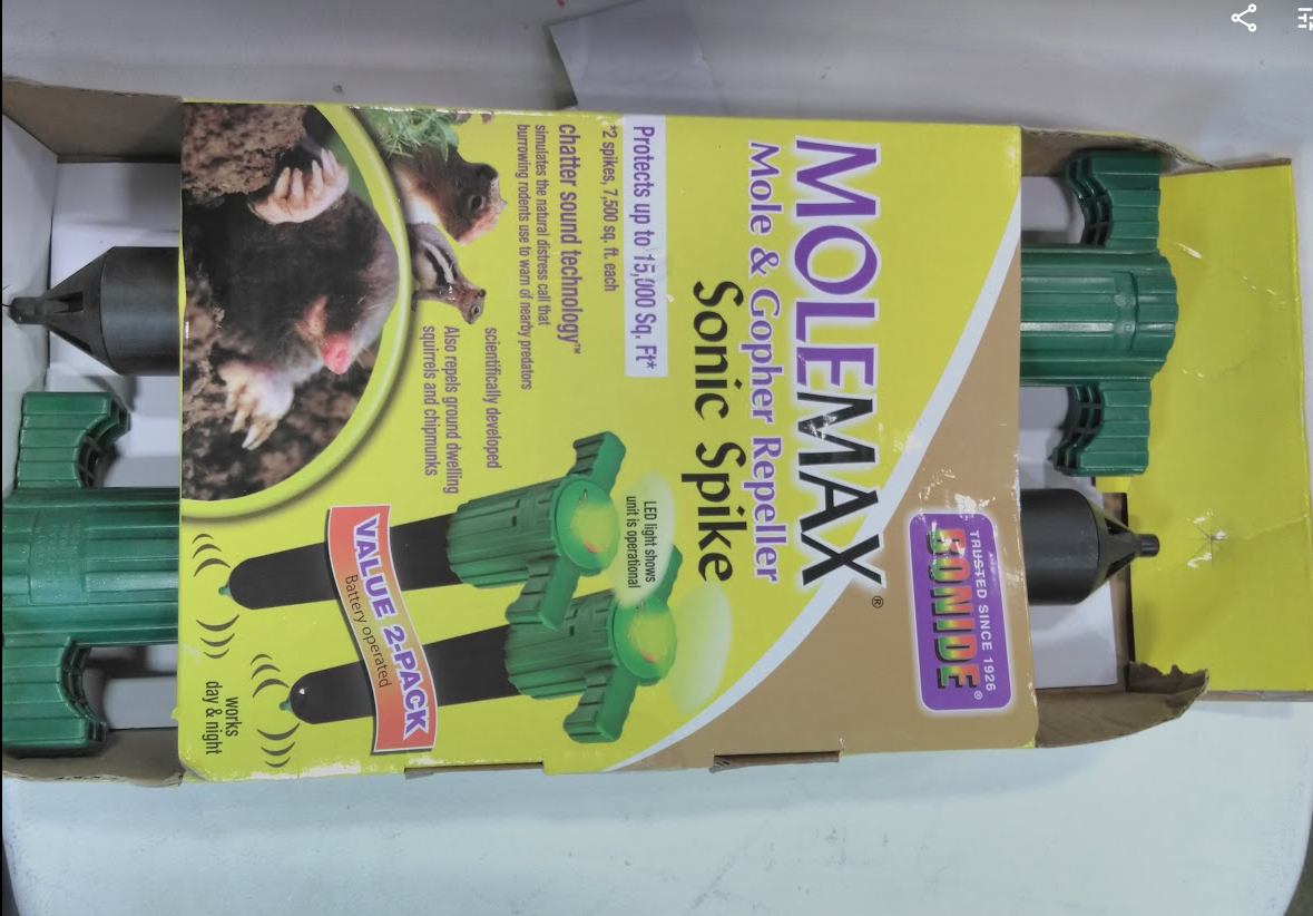 Molemax Mole & Gopher Repeller Sonic Spikes (2-pack) Battery Operated