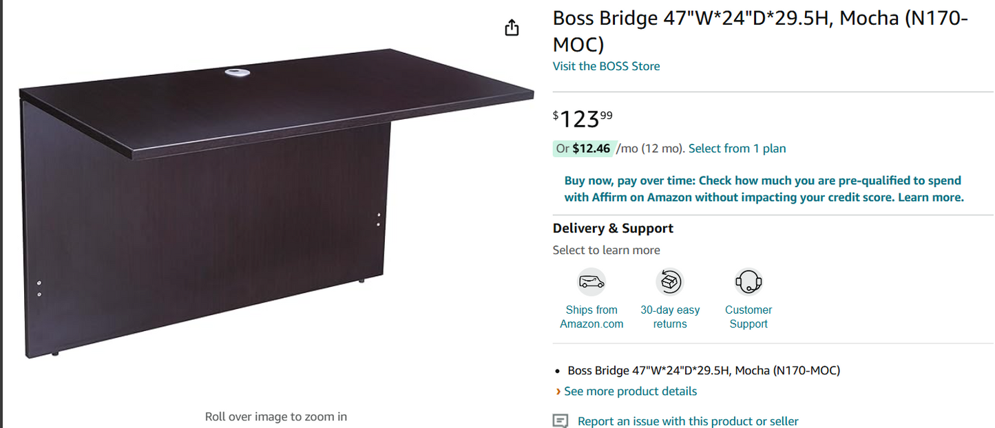 Boss Bridge 47"W*24"D*29.5H, Mocha (N170-MOC)