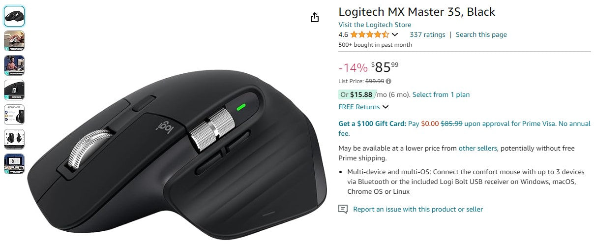Logitech MX Master 3 Advanced Wireless Mouse, Ultrafast Scrolling, Ergonomic